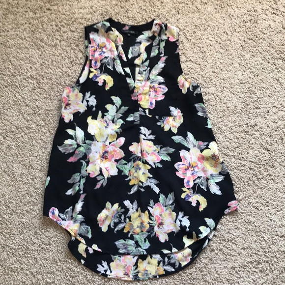Papermoon Tops - Black floral print sleeveless blouse